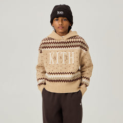 Kith Kids Novelty Fair Isle Nelson Hoodie Sweater - Mocha Heather