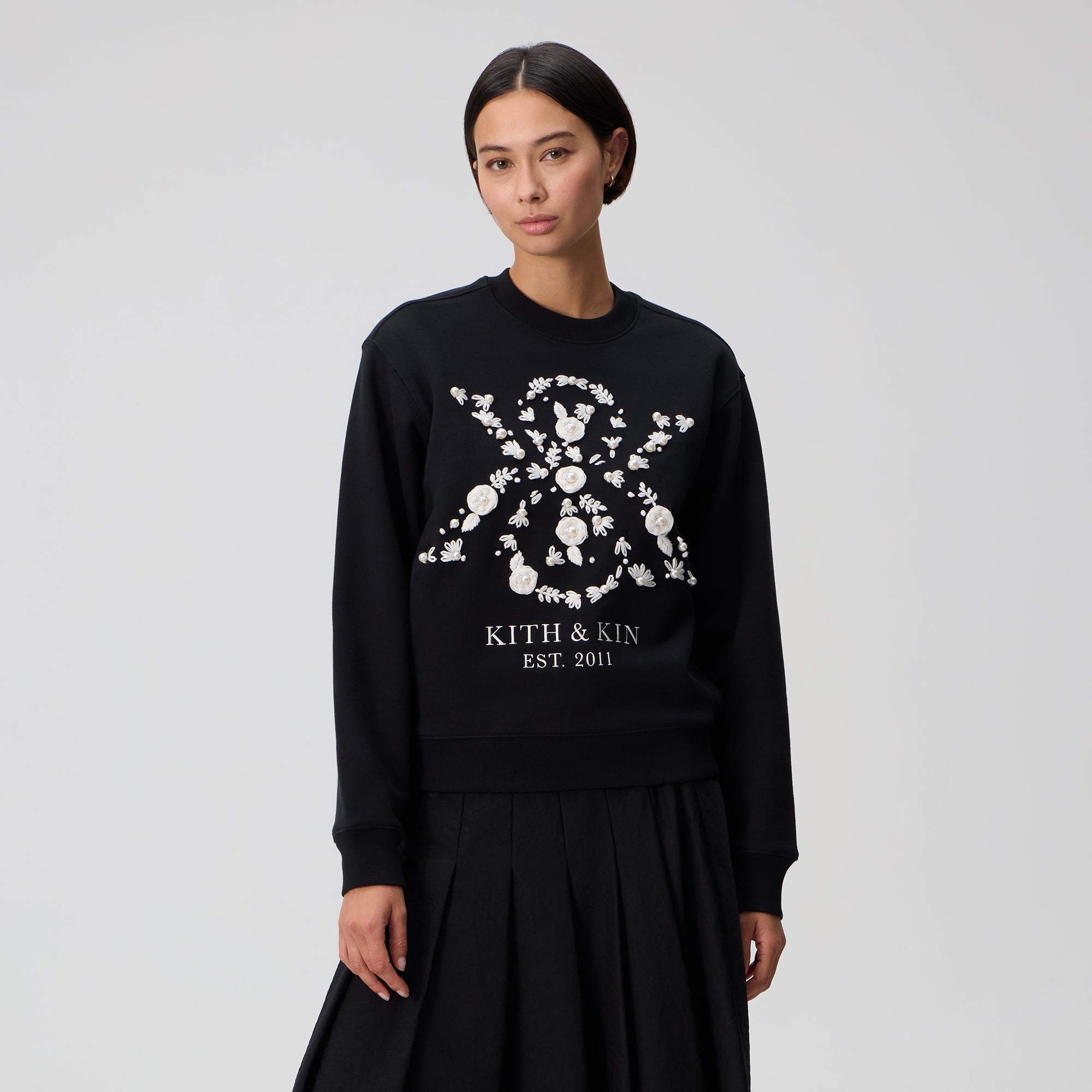 Kith Women Ashwin Pearl Crest Crewneck - Black