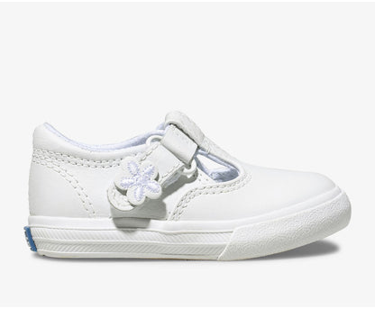 Little Kid's Daphne T-Strap Leather Sneaker White