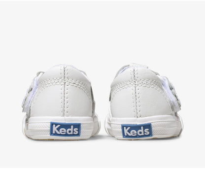 Little Kid's Daphne T-Strap Leather Sneaker White