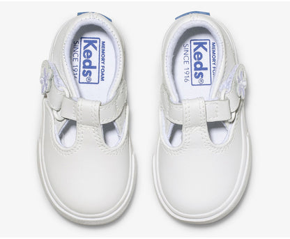 Little Kid's Daphne T-Strap Leather Sneaker White