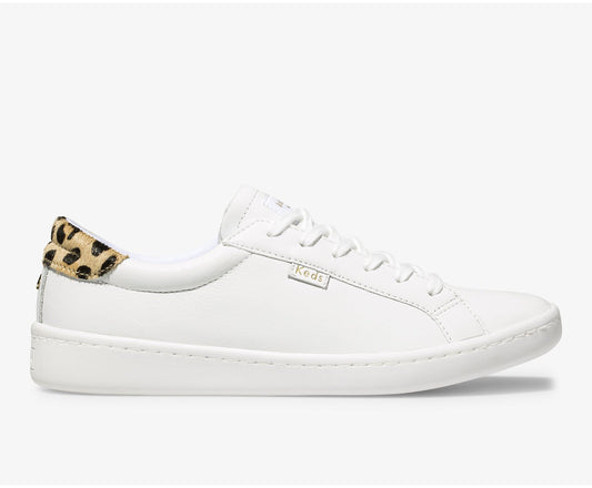 x kate spade new york Ace Leather Calf Hair White Leopard