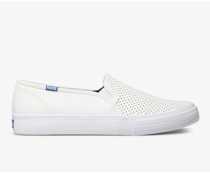 Double Decker Perf Leather White