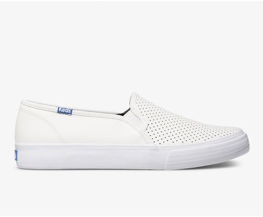 Double Decker Perf Leather White