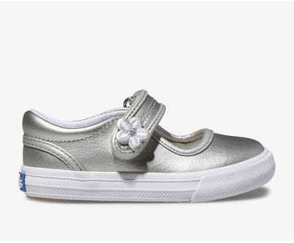 Little Kid's Ella Mary Jane Silver Metallic