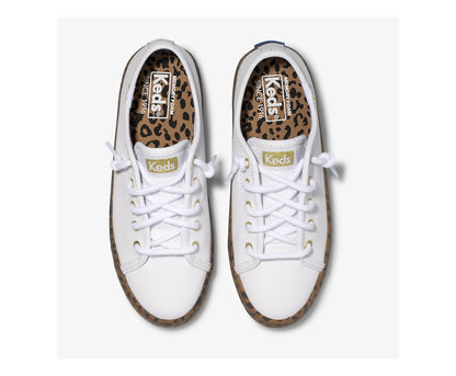 Big Kid's Kickstart Leopard Foxing Sneaker White