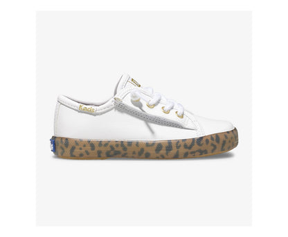 Big Kid's Kickstart Leopard Foxing Sneaker Jr White Leopard
