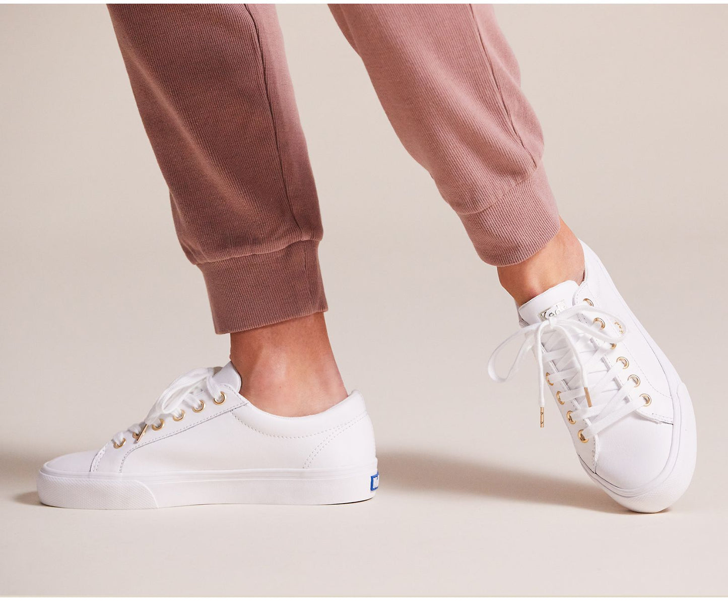 Jump Kick Leather White Gold