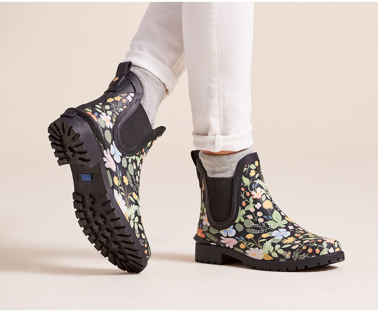 x Rifle Paper Co. Rowan Rain Boot Black Multi