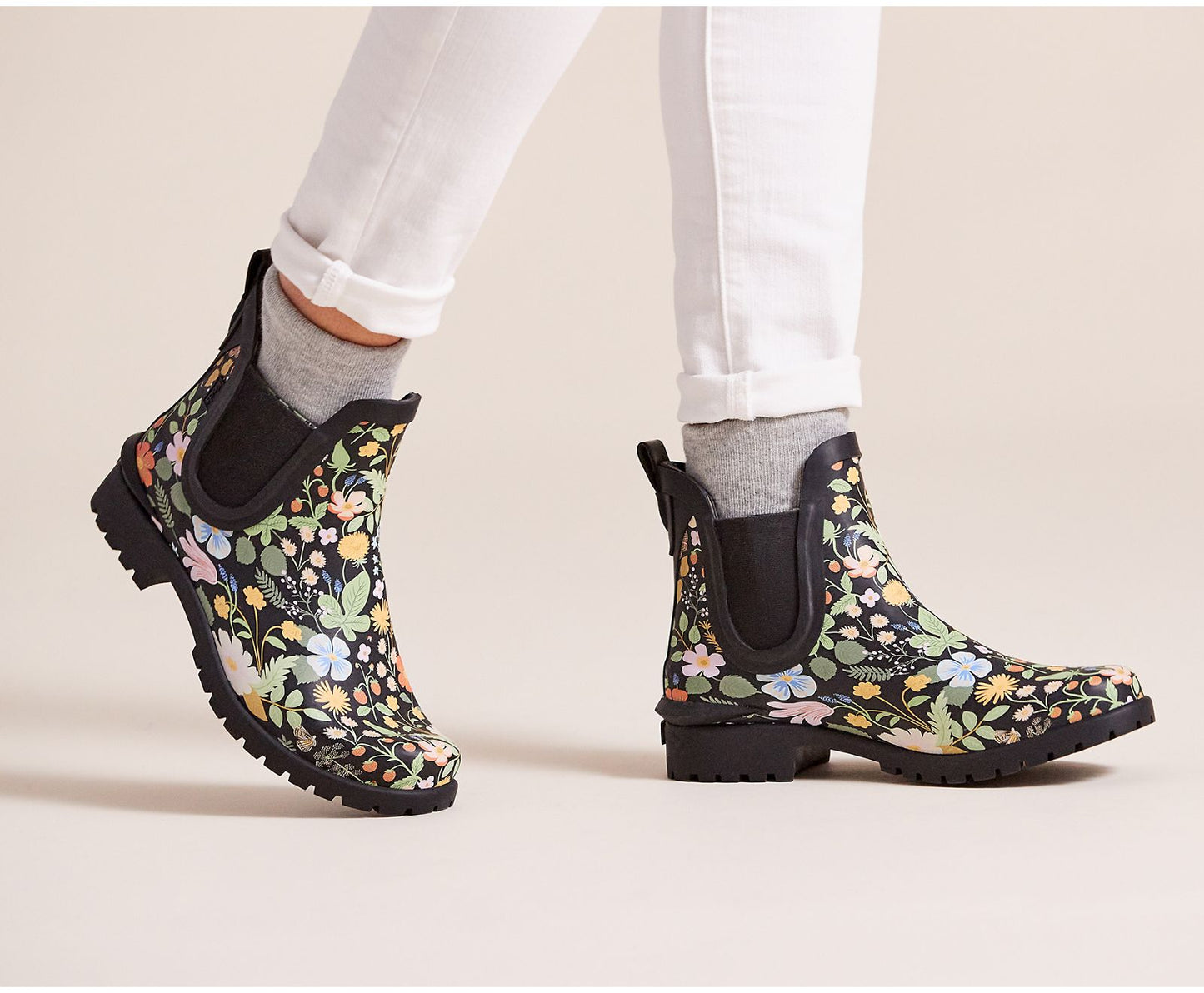 x Rifle Paper Co. Rowan Rain Boot Black Multi