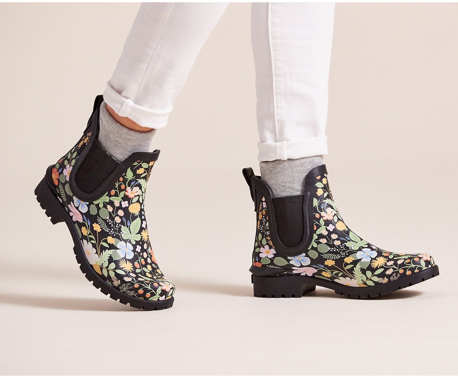 x Rifle Paper Co. Rowan Rain Boot Black Multi