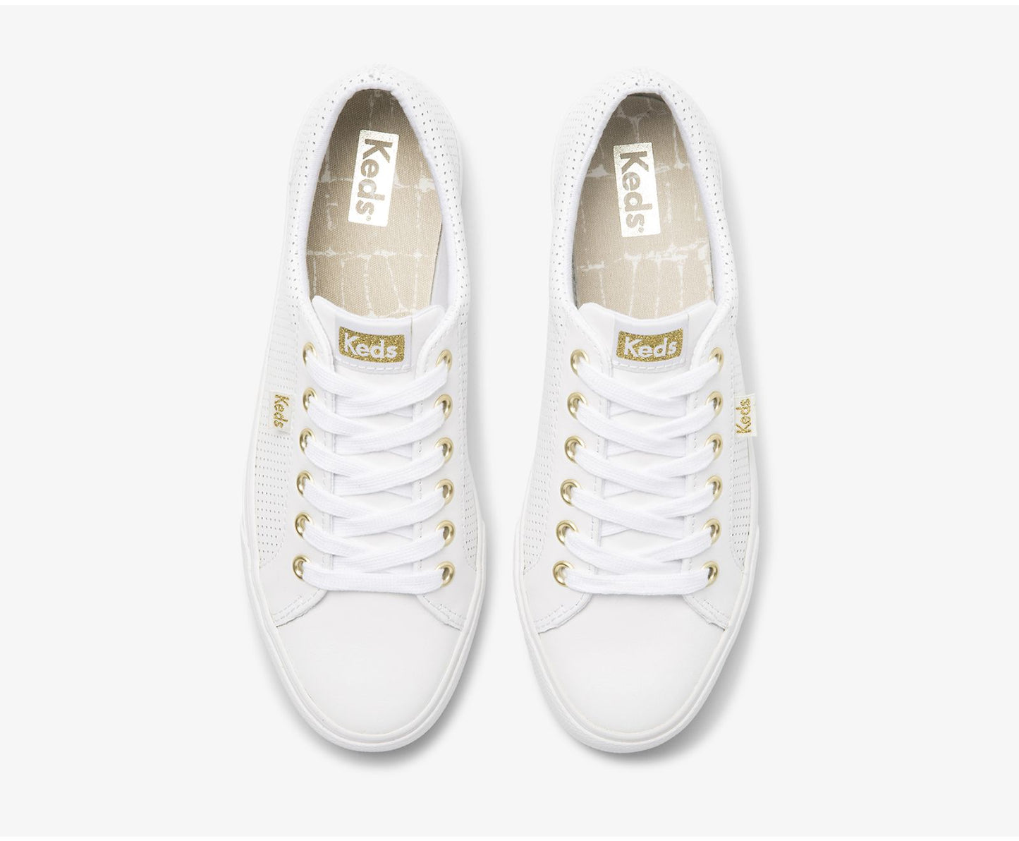 Jump Kick Perf Leather White Gold