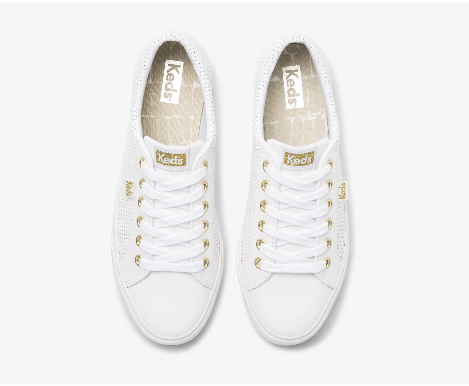 Jump Kick Perf Leather White Gold