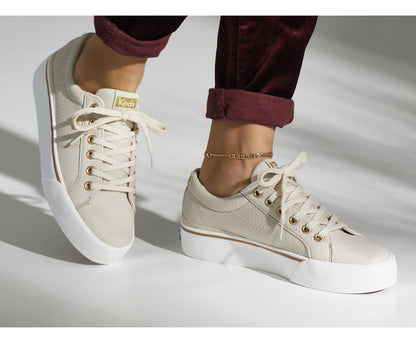 Jump Kick Duo Vegan Soft Buck + Croc Emboss Latte