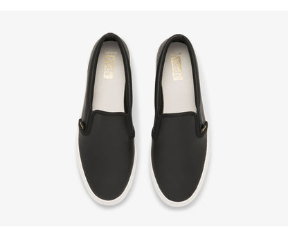 Jump Kick Slip Leather Black