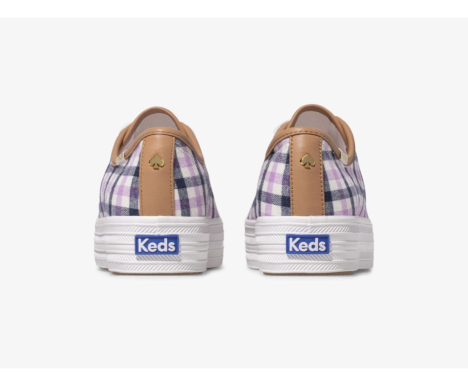 x kate spade new york Triple Kick Gingham Flannel Cream Purple