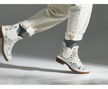 x Rifle Paper Co. Rowan Rain Boot Menagerie White Green