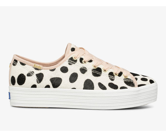 x kate spade new york Triple Kick Oversized Dot Calf Hair White Pink