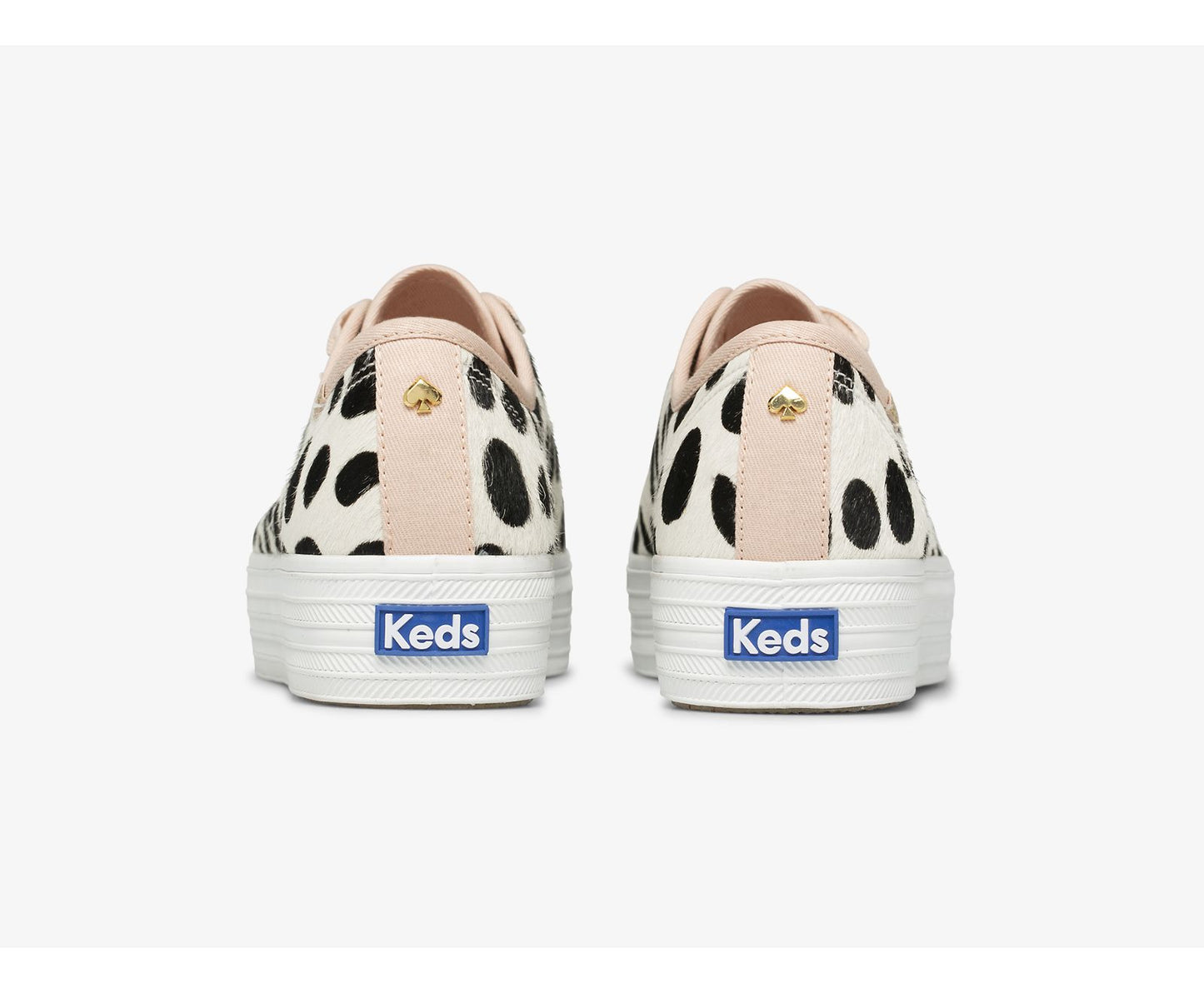 x kate spade new york Triple Kick Oversized Dot Calf Hair White Pink