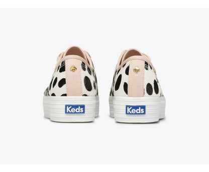 x kate spade new york Triple Kick Oversized Dot Calf Hair White Pink