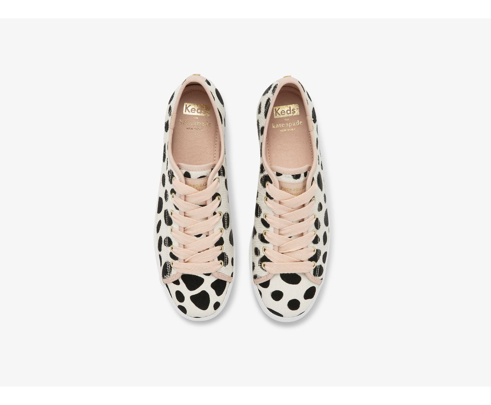 x kate spade new york Triple Kick Oversized Dot Calf Hair White Pink