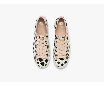 x kate spade new york Triple Kick Oversized Dot Calf Hair White Pink