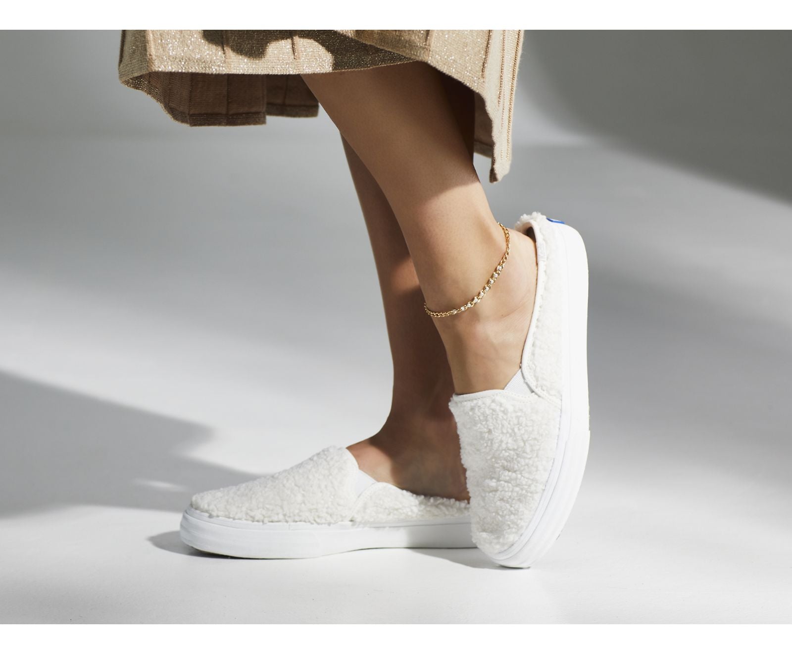 Double Decker Mule Faux Shearling Cream