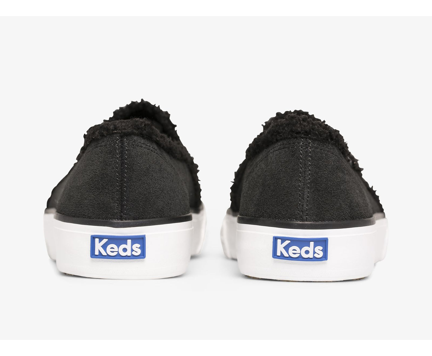 Double Decker Suede Faux Shearling Black