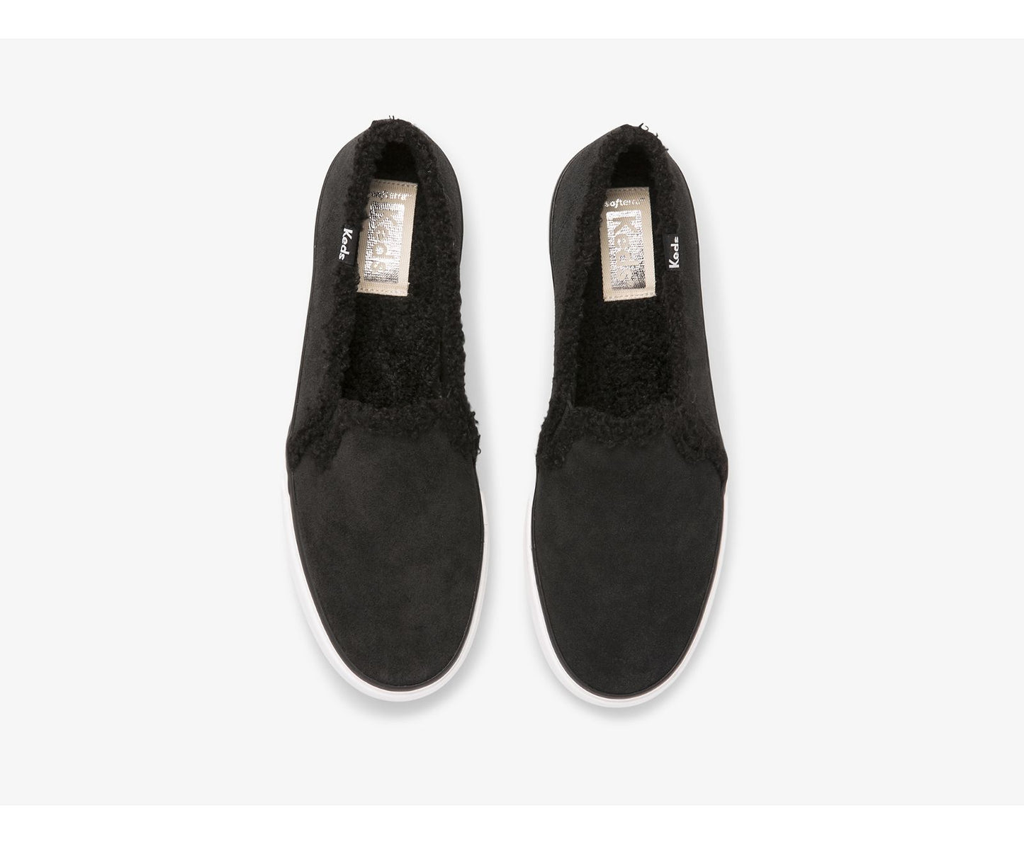 Double Decker Suede Faux Shearling Black