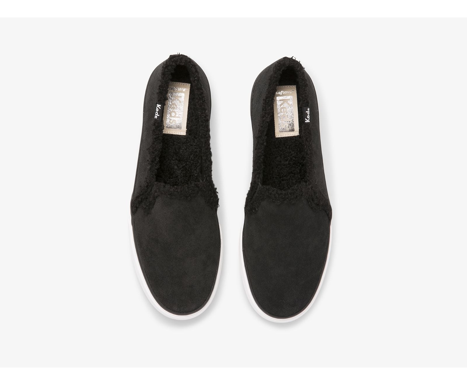 Double Decker Suede Faux Shearling Black