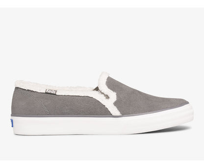 Double Decker Suede Faux Shearling Smoke
