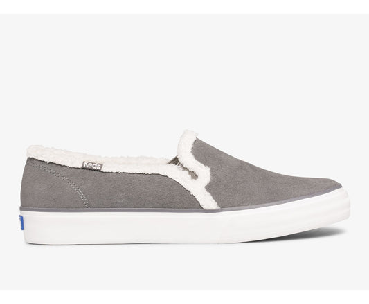 Double Decker Suede Faux Shearling Smoke