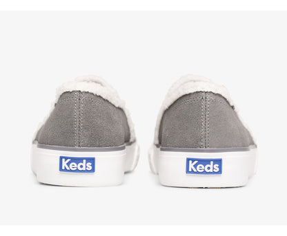Double Decker Suede Faux Shearling Smoke