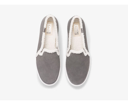 Double Decker Suede Faux Shearling Smoke