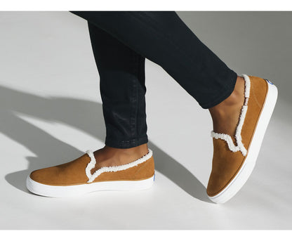 Double Decker Suede Faux Shearling Brown