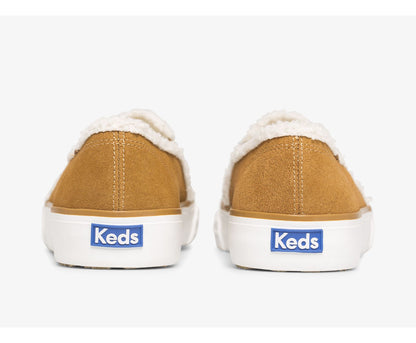Double Decker Suede Faux Shearling Brown