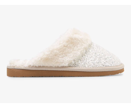 Mule Slipper Glitter Ivory