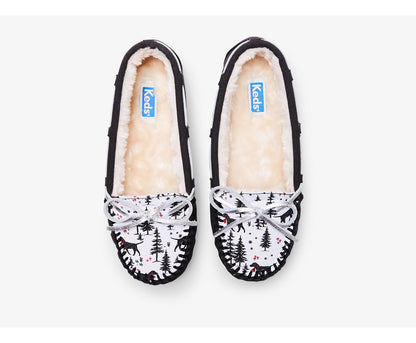Moccasin Slipper Black Dog Multi
