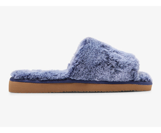 Fuzzy Slide Slipper Blue