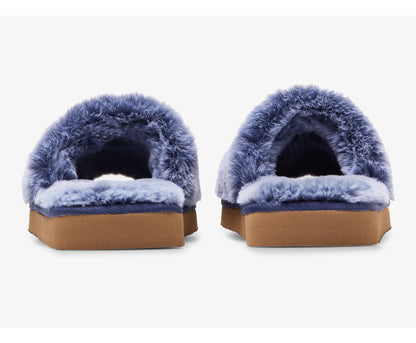 Fuzzy Slide Slipper Blue