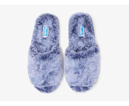 Fuzzy Slide Slipper Blue