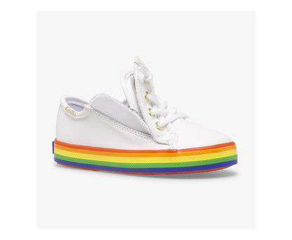 Big Kid's Kickstart Leather Jr Rainbow White/Rainbow
