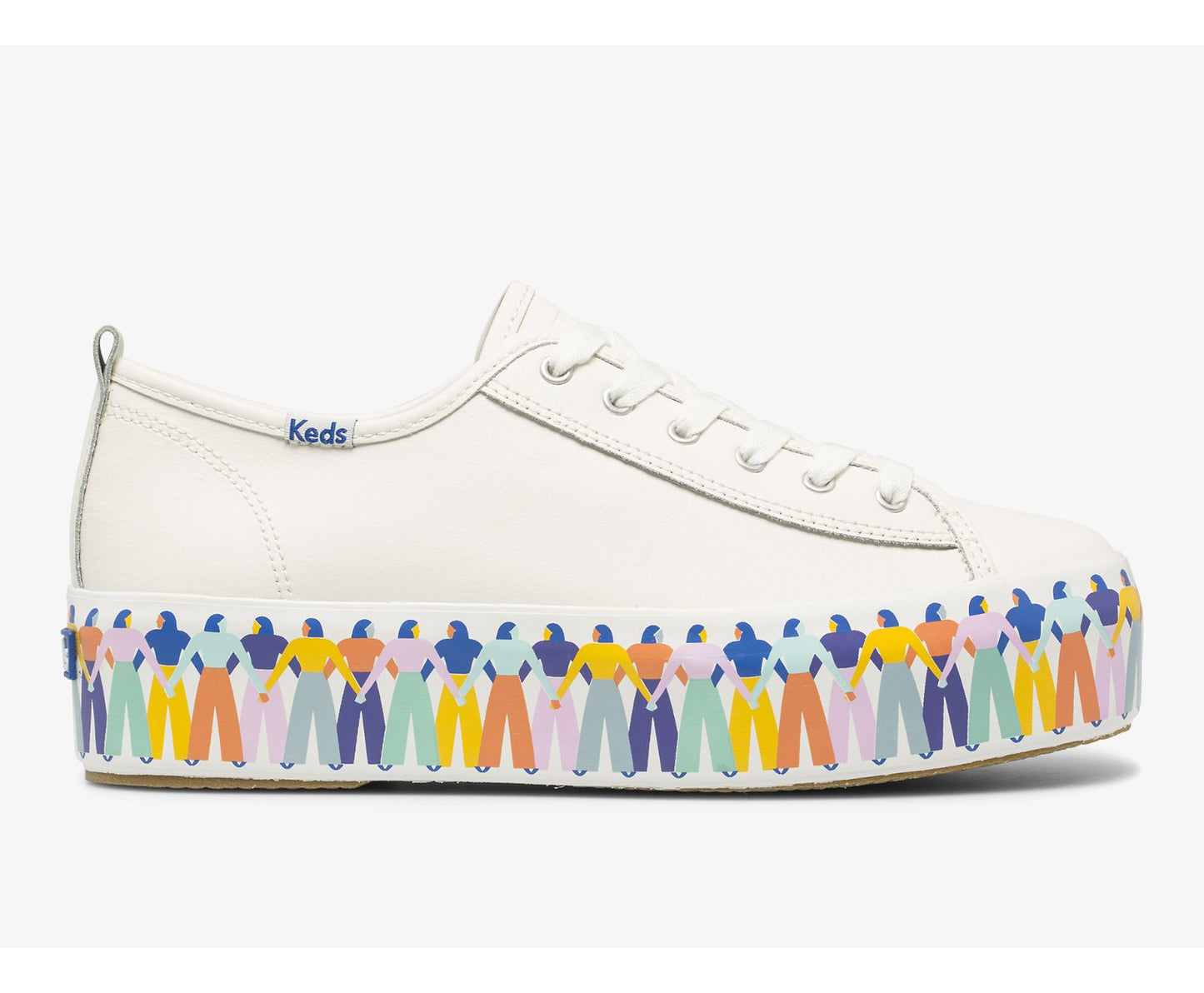 Triple Up Leather Rainbow People White Multi