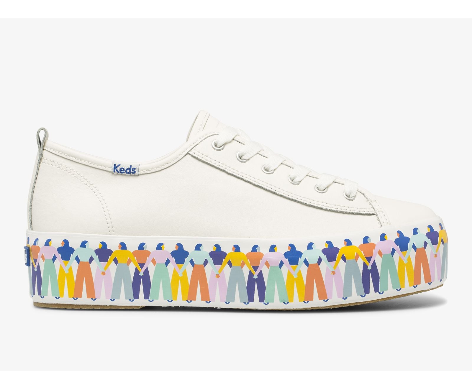 Triple Up Leather Rainbow People White Multi