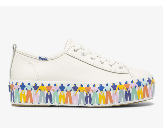 Triple Up Leather Rainbow People White Multi