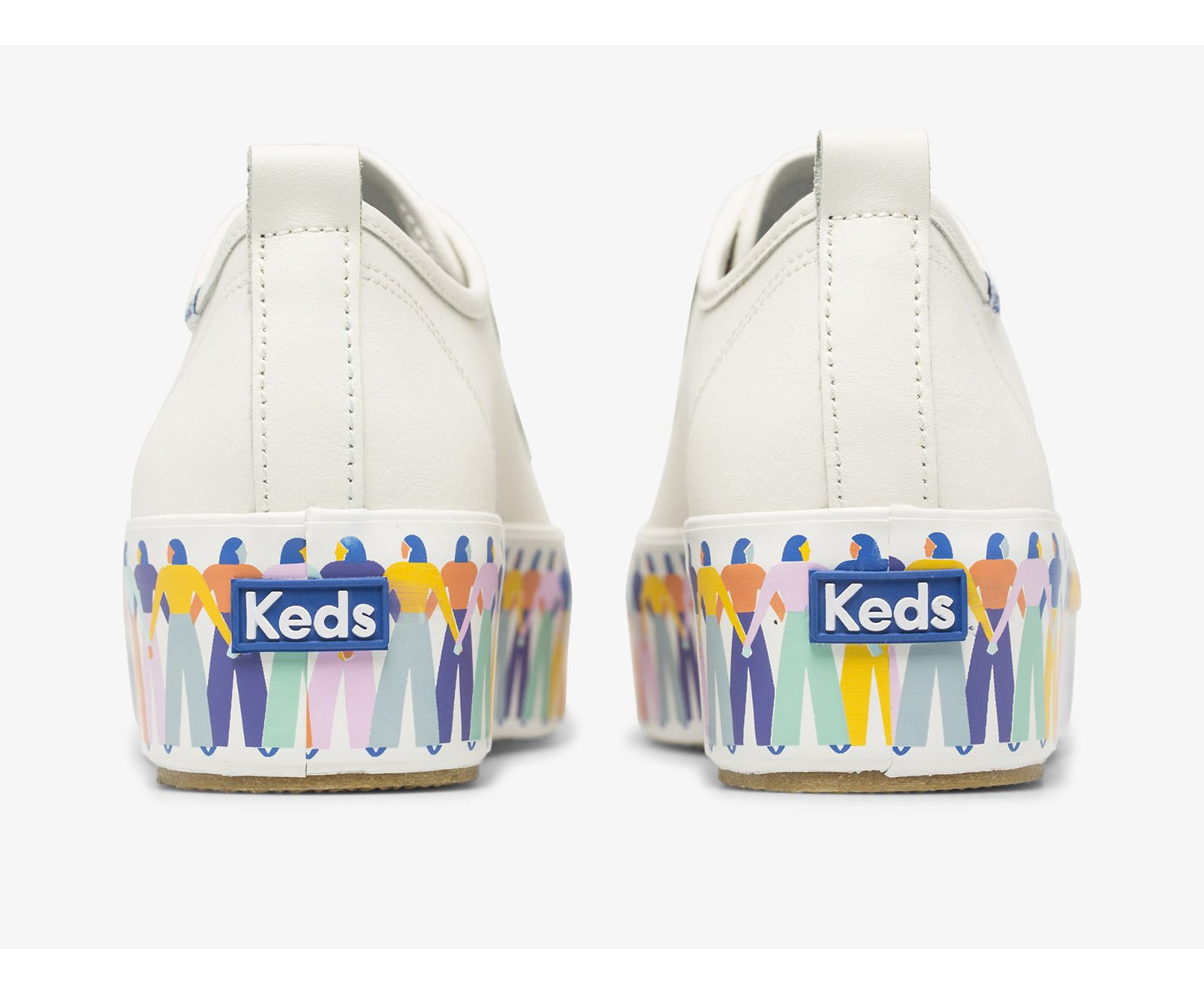 Triple Up Leather Rainbow People White Multi