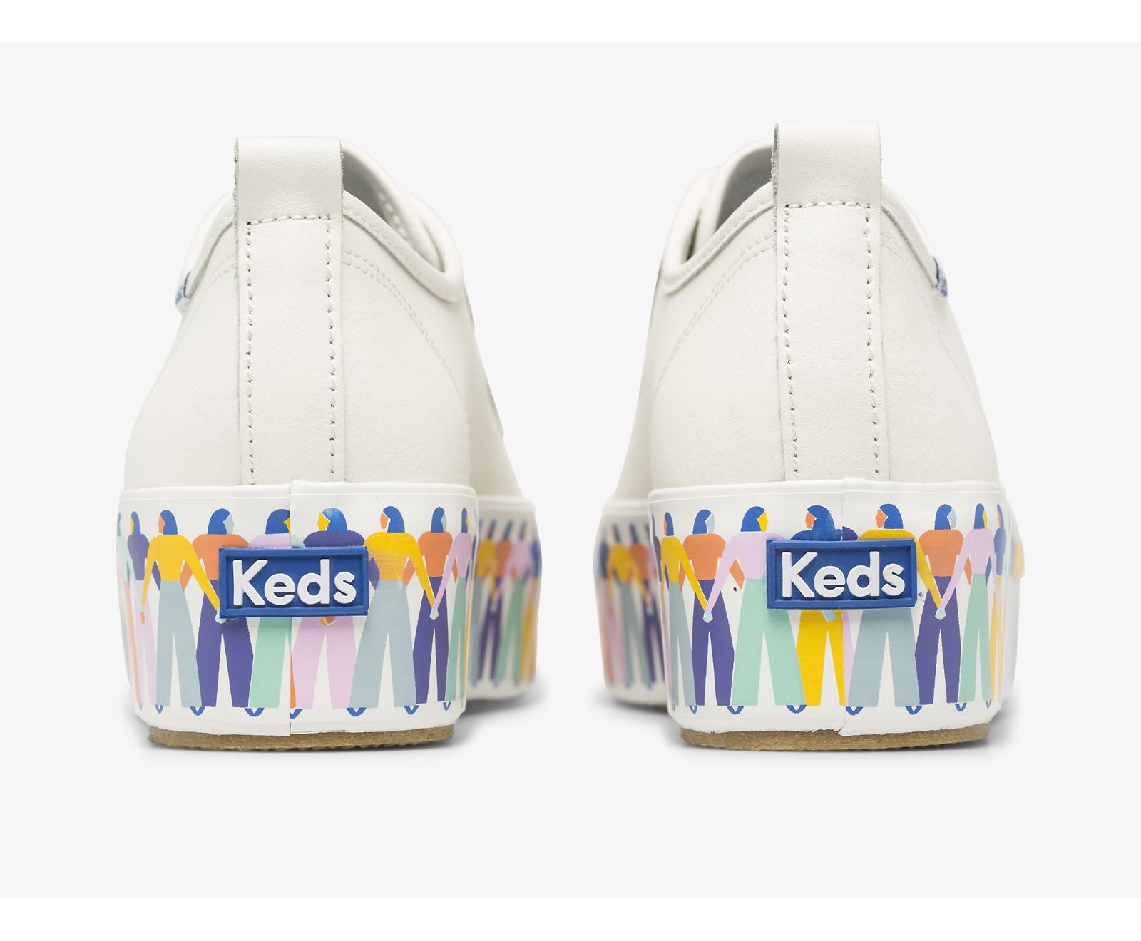 Triple Up Leather Rainbow People White Multi