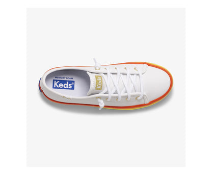 Big Kid's Kickstart Leather Rainbow White/Rainbow
