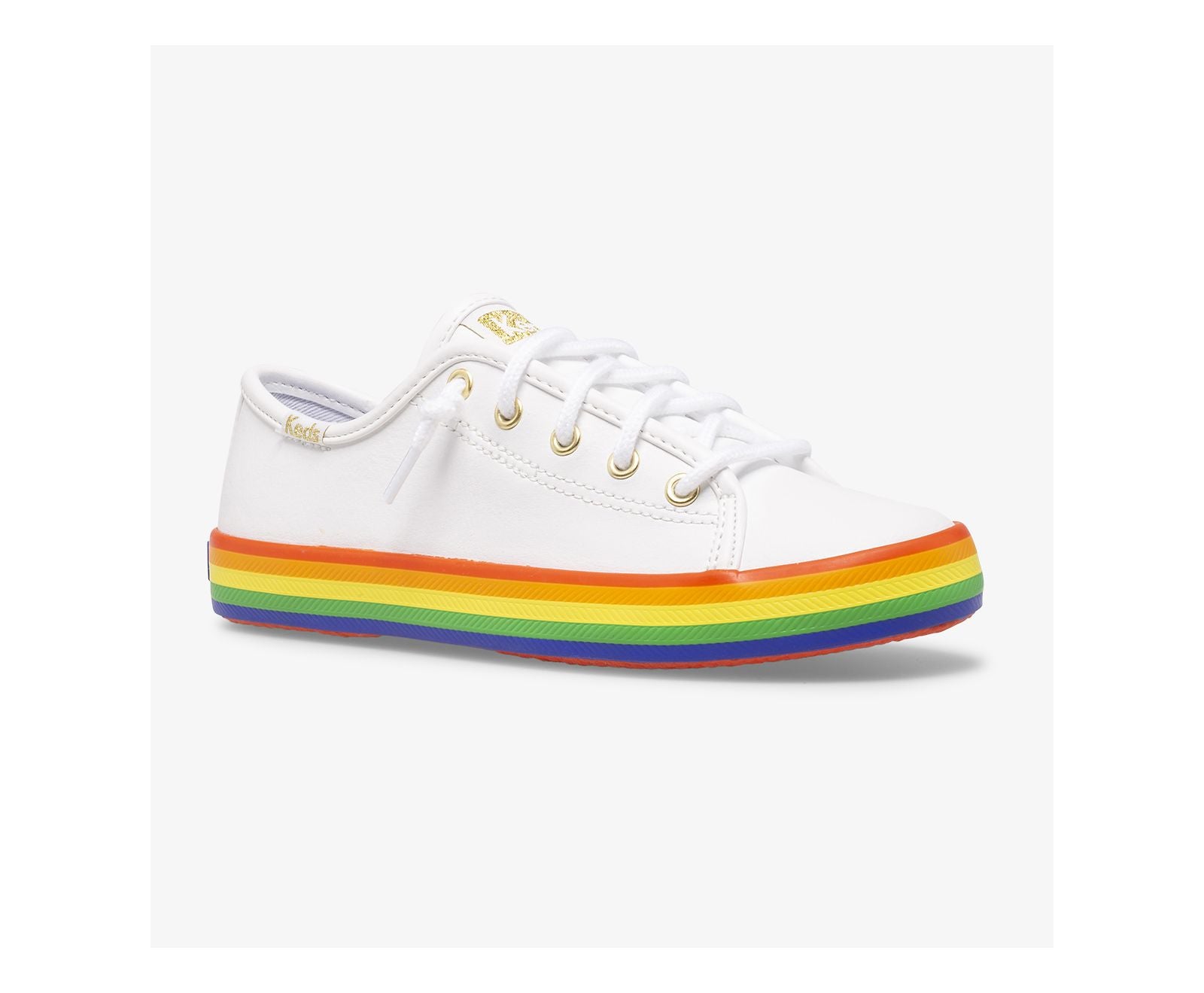 Big Kid's Kickstart Leather Rainbow White/Rainbow
