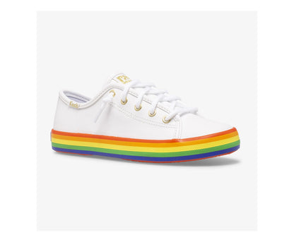 Big Kid's Kickstart Leather Rainbow White/Rainbow